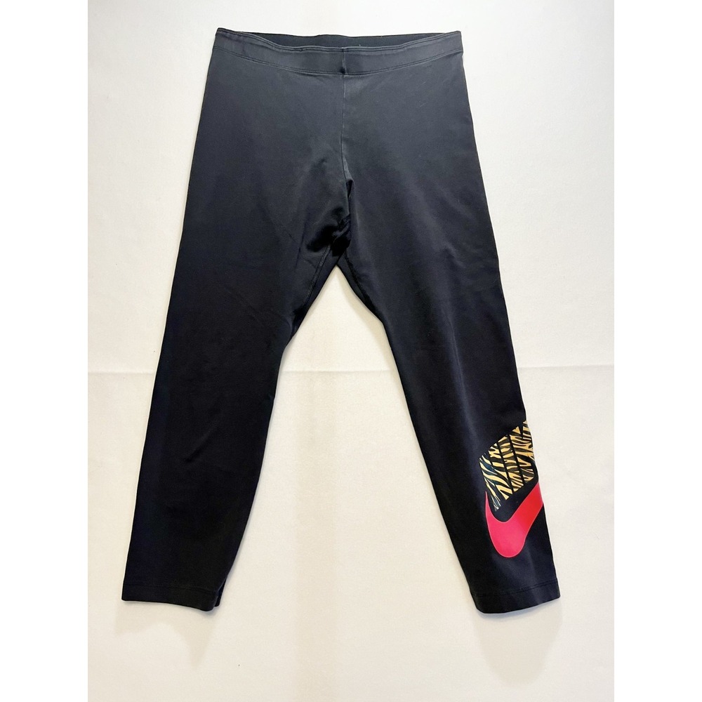 Nike Leggings Yoga Pants Stretch Swoosh Black Size Large